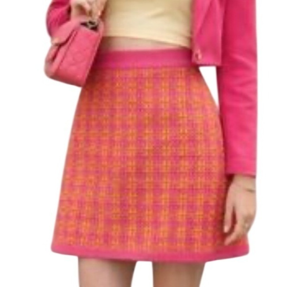 Free Assembly Pink Orange Textured Knit Mini Sweater Skirt Size Medium NWT‎